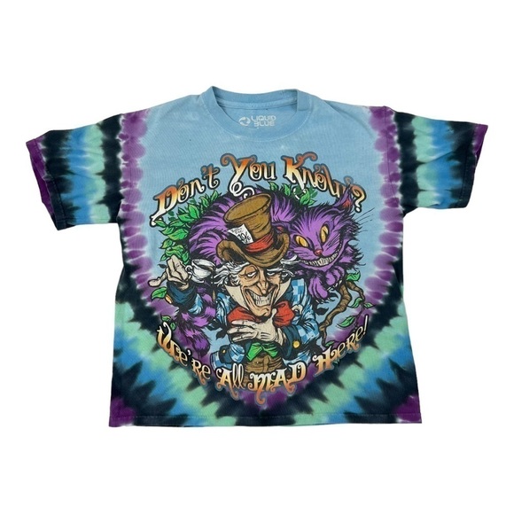 Liquid Blue Alice in Wonderland Crop Tie Dye Short Sleeved GraphicT-Shirt Small - Picture 2 of 12